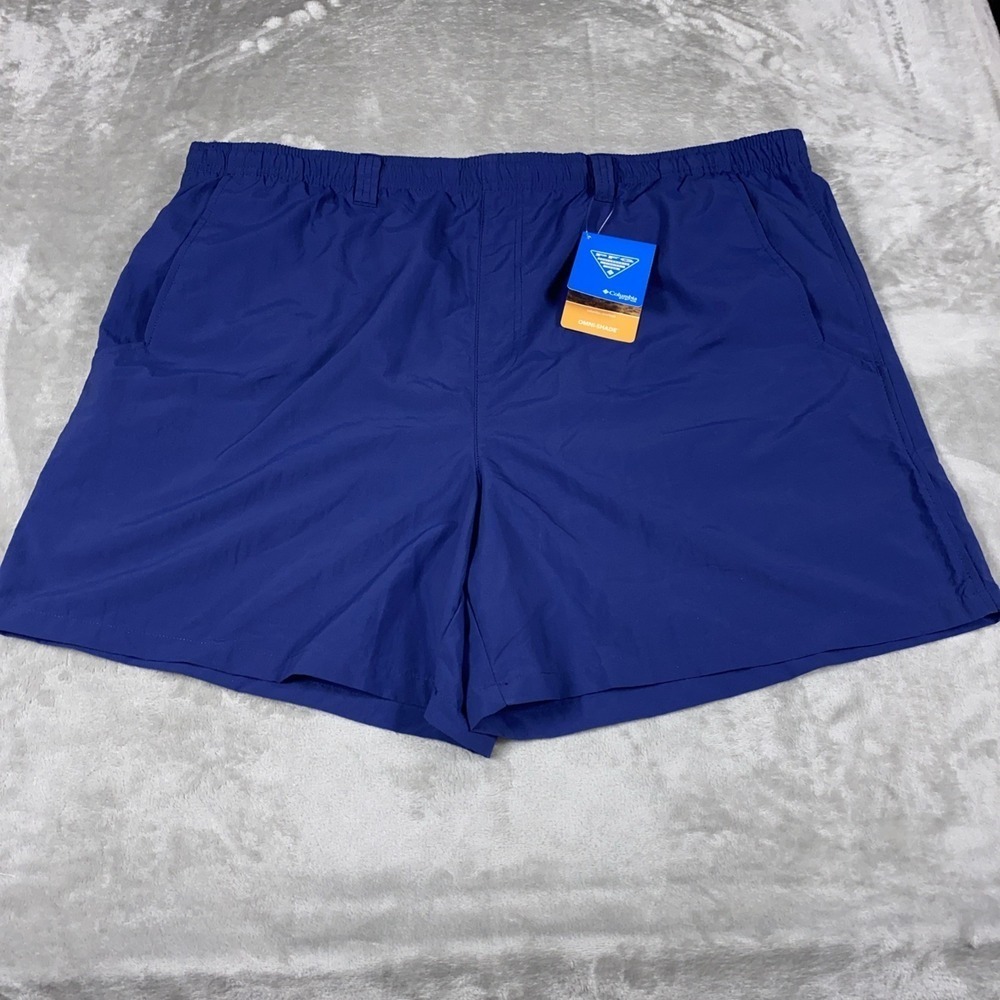 Columbia PFG Shorts NWT Men's 2XL Blue Nylon Mesh Lined Backcast Water Sport